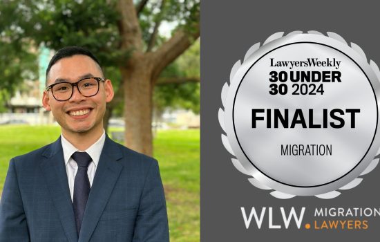 Profile photo of Tony Tran beside the Lawyers Weekly 30 under 30 finalist in Migration award image