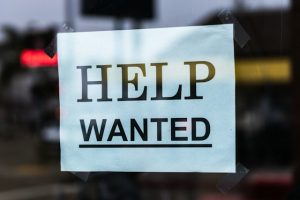 Help wanted sign for labour market testing changes