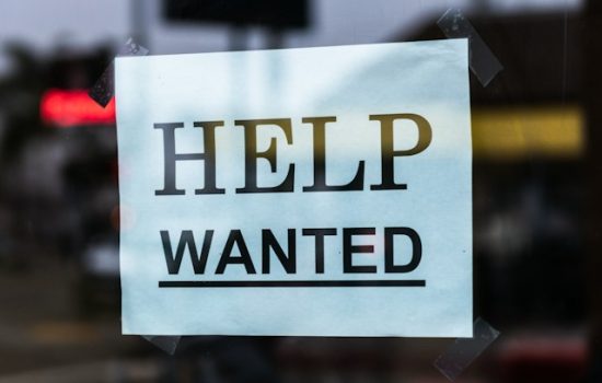 Help wanted sign for labour market testing changes